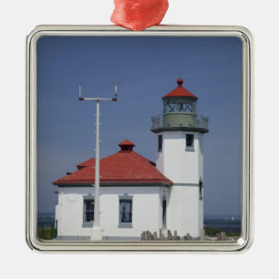 USA, Washington, Seattle, Alki Point Lighthouse, Julgransprydnad Metall
