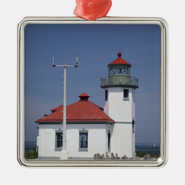 USA, Washington, Seattle, Alki Point Lighthouse, Julgransprydnad Metall (Framsidan)