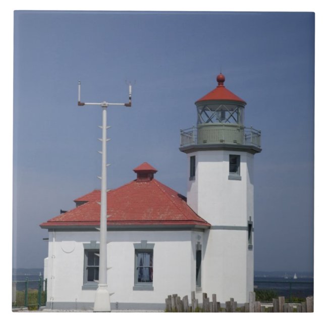 USA, Washington, Seattle, Alki Point Lighthouse, Kakelplatta (Framsidan)