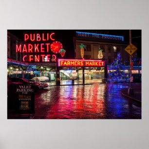 USA, Washington, Seattle, Pike Ställe Market Poster