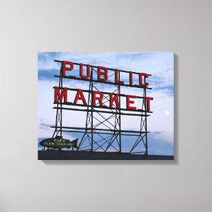 USA, Washington, Seattle, Pike Street Market Canvastryck