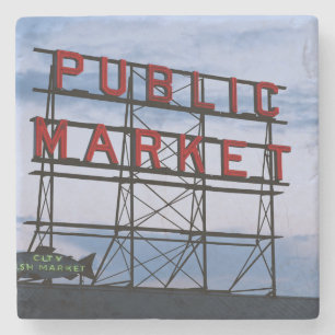USA, Washington, Seattle, Pike Street Market Underlägg Sten