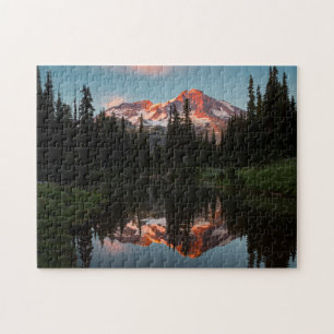 USA, Washington State. Mt. Rainier speglad Pussel