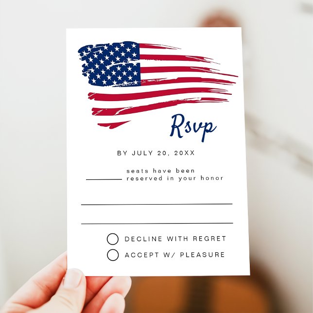 USA Watercolor American Flagga Party OSA Postcard Inbjudningar (Skapare uppladdad)