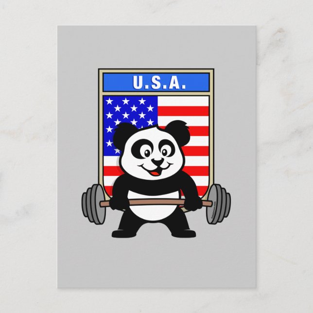 USA Weightlyftande Panda Vykort (Framsida)
