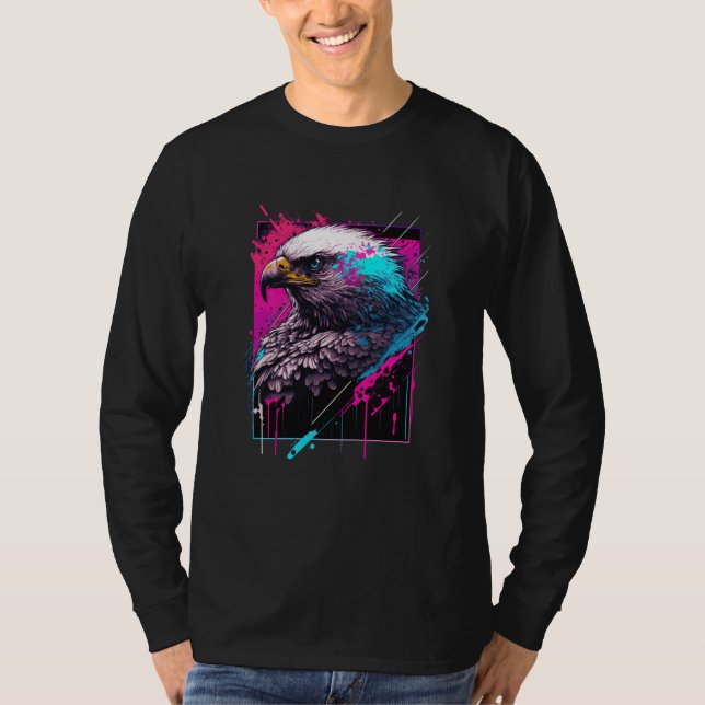 USA Wild Colorful Splash Eagle Illustration Graphi T Shirt (Framsida)