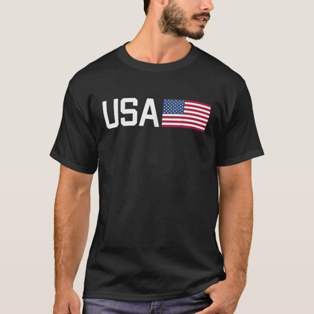 USA Women Manar Kids American Flagga Patriotic 4:e T Shirt (Framsida)