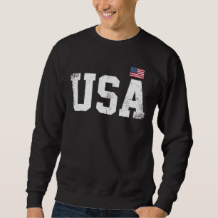 USA Women Manar Kids Patriotic American Flagga 4 j Lång Ärmad Tröja