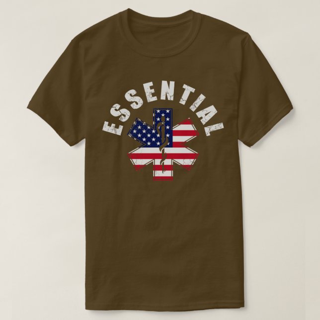 USA Worker EMT Nurse First Responders T Shirt (Design framsida)