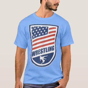 Usa Wrestling American Flagga Patriotic Wrestler T Shirt