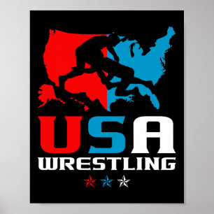 Usa Wrestling Independence day American Flagga Wre Poster