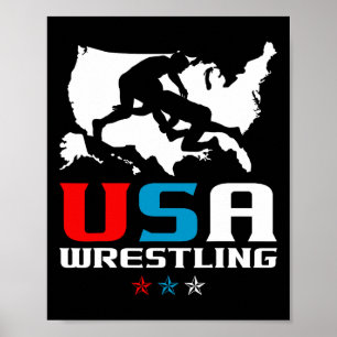 Usa Wrestling Independence day American Flagga Wre Poster