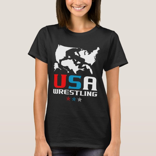 Usa Wrestling Independence day American Flagga Wre T Shirt (Framsida)