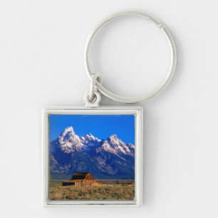 USA, Wyoming, Grand Teton National Park, Morgon Fyrkantig Silverfärgad Nyckelring