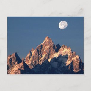 USA, Wyoming, Grand Teton NP. Fullmåne går ned Vykort