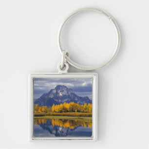 USA, Wyoming, Grand Teton NP. Mot Fyrkantig Silverfärgad Nyckelring