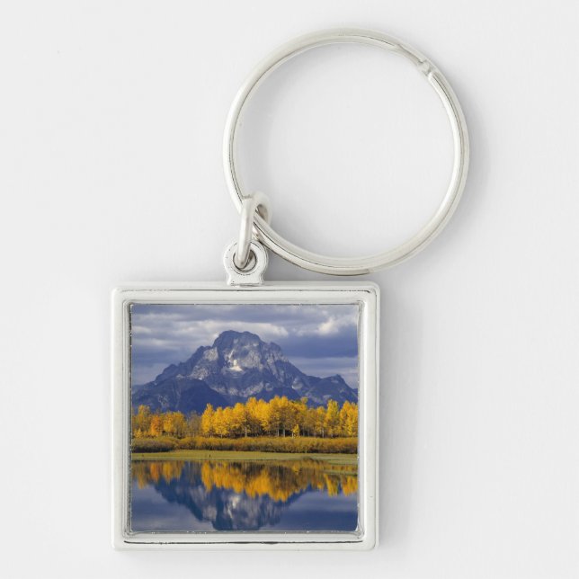 USA, Wyoming, Grand Teton NP. Mot Fyrkantig Silverfärgad Nyckelring (Framsidan)