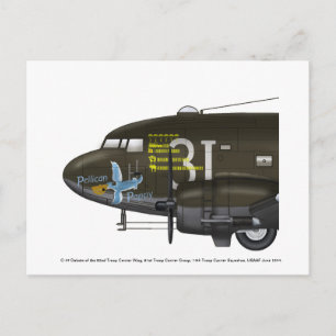 USAAF C-47 Skytrain noskonst Vykort