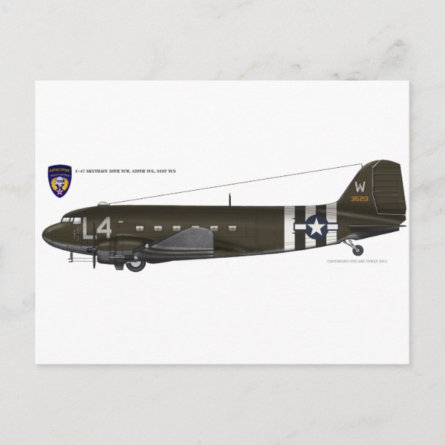 USAAF C-47 Skytrain Vykort (Framsida)