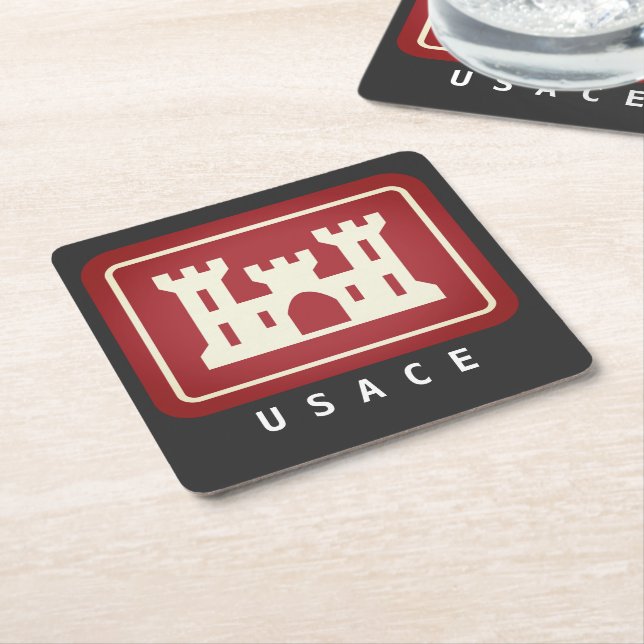 USACE-Logotyp & text Underlägg Papper Kvadrat (Vinklad)
