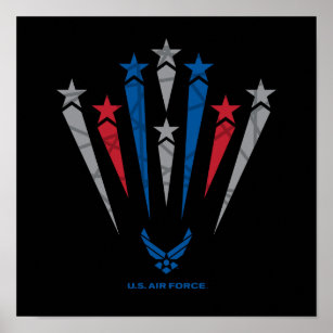 USAF   Röd, Grått och blå stjärnor Poster