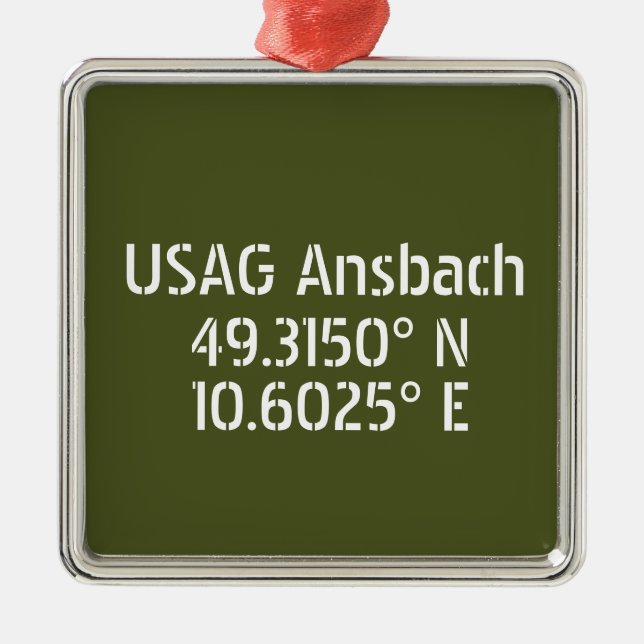USAG Ansbach Latitude Longitud Julgransprydnad Metall (Framsidan)