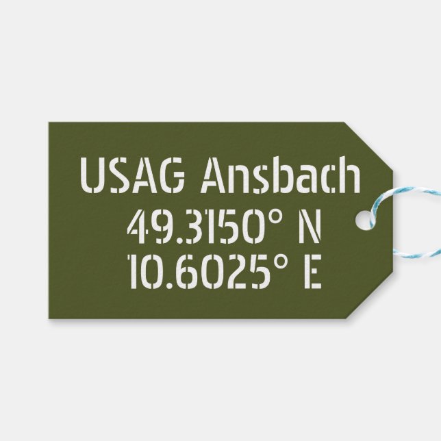 USAG Ansbach Latitude Longitud Presentetikett (Framsidan (Horisontell))
