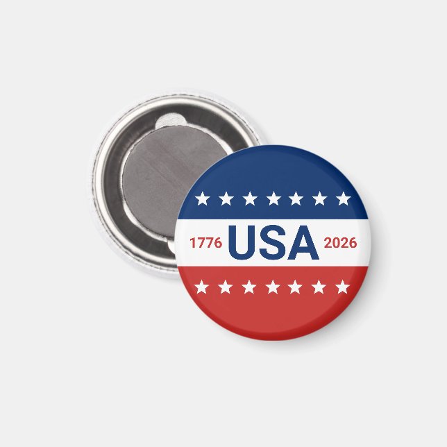 USA's 250th Anniversary 1776 2026 Red White Blue Magnet (Front/Back)