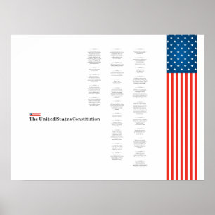 USAs konstitutionella text Amerikansk flagga USA Poster