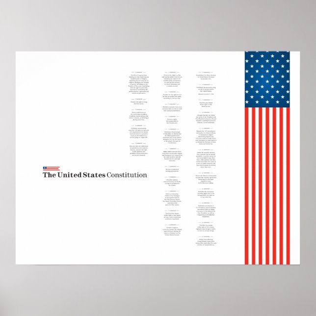 USAs konstitutionella text Amerikansk flagga USA Poster (Framsidan)