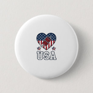 USAs patriotiska fyrverkerihjärta vintage vektor s Knapp