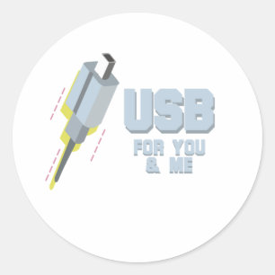 USB FÖR DIG OCH MIG RUNT KLISTERMÄRKE