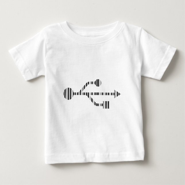 USB LOGO STRECKKOD Dator Streckkodsmönster Design Tee Shirt (Framsida)