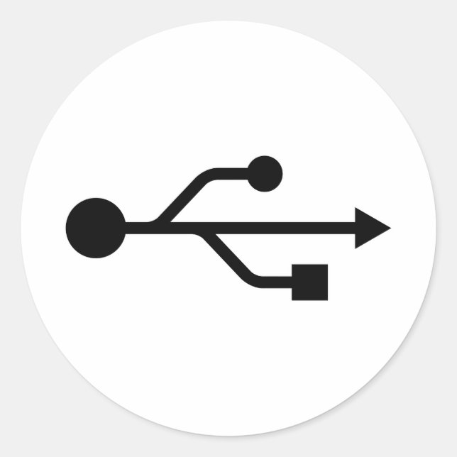 USB-Logotyp Runt Klistermärke (Framsida)