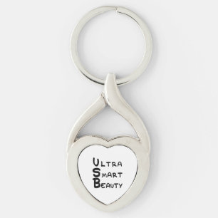 USB - Ultra Smart Beauty Twisted Heart Silverfärgad Nyckelring