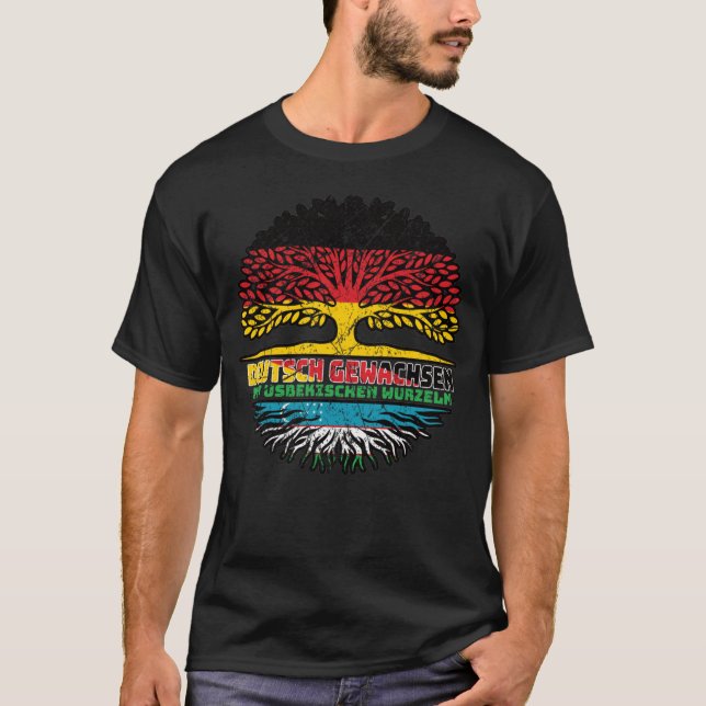 Usbekistan Usbekisch Deutsch Deutschland Baum T Shirt (Framsida)