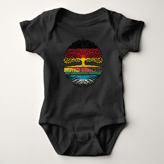 Usbekistan Usbekisch Deutsch Deutschland Baum T Shirt (Framsida)