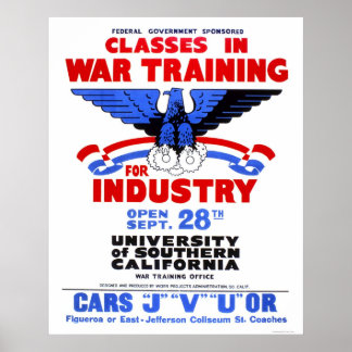 USC Krig-utbildningsklasser 1943 WPA Poster