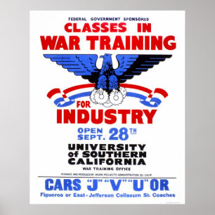 USC-krigutbildning klassificerar 1943 WPA Poster