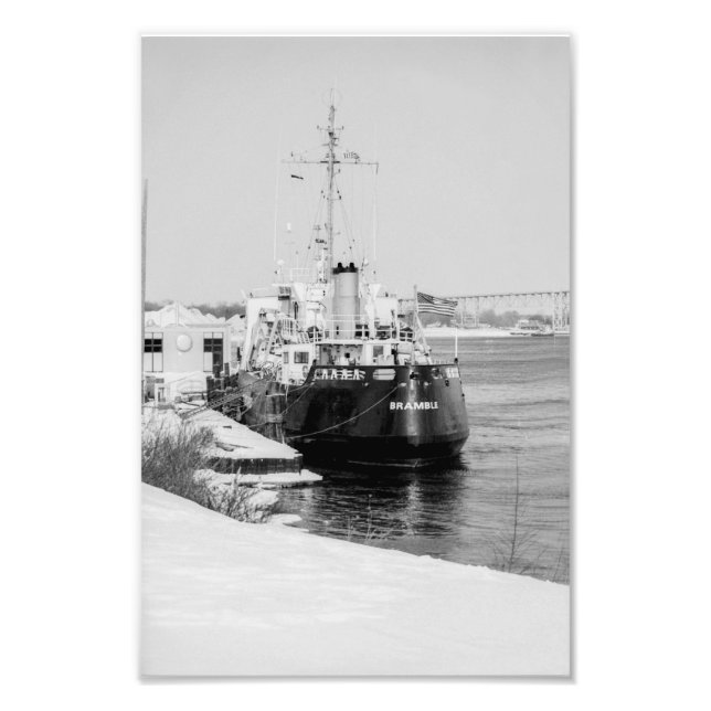 USCG Cutter Bramble dockad i Port Huron Michigan Fototryck (Framsidan)