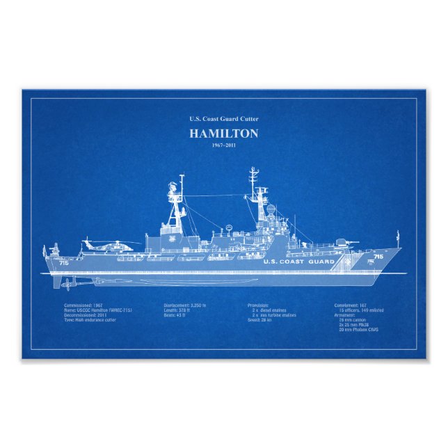 USCG Cutter Hamilton WHC-715 - ABD Fototryck (Framsidan)