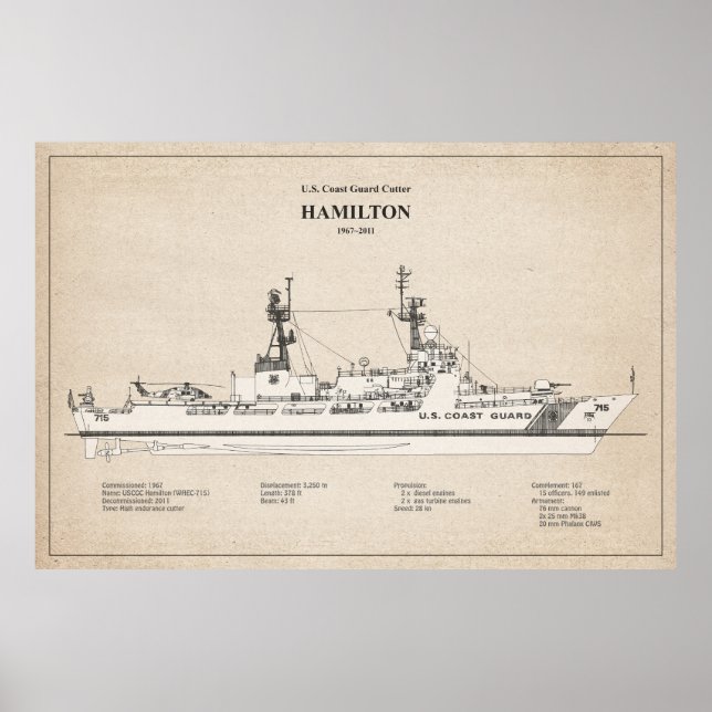 USCG Cutter Hamilton WHC-715 - SBD Poster (Framsidan)