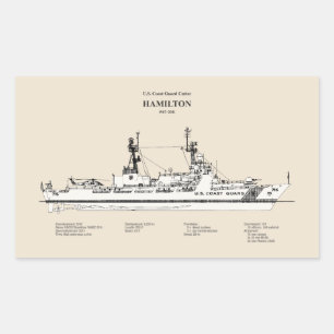 USCG Cutter Hamilton WHC-715 - SBD Rektangulärt Klistermärke