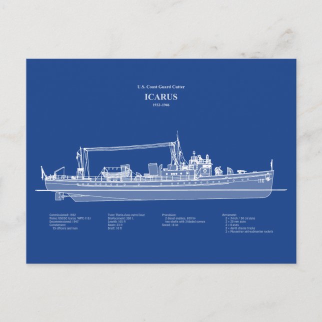 USCG Cutter Icarus wpc-110 - ABD Vykort (Framsida)