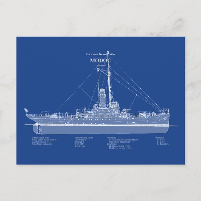 USCG Cutter Modoc wpg-46 - ABD Vykort (Framsida)