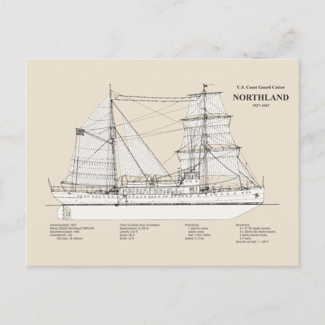 USCG Cutter Northland wpg-49 - SBD Vykort (Framsida)