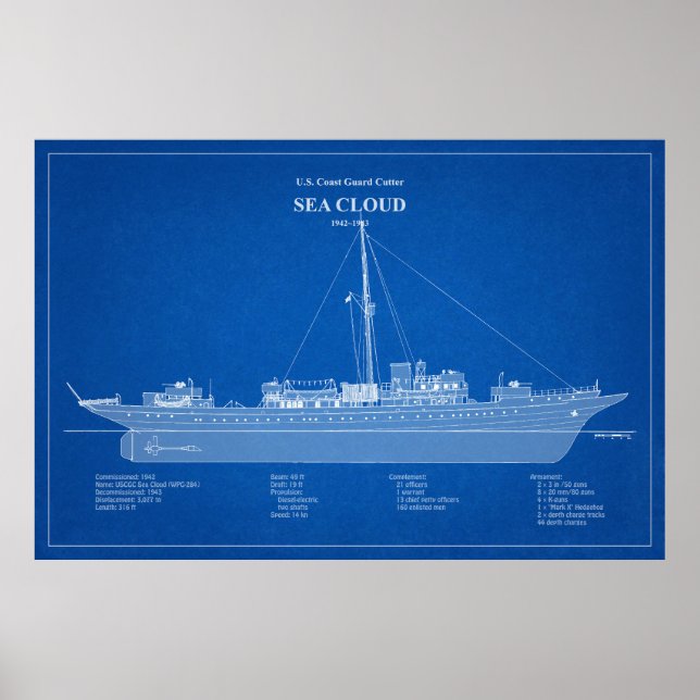 USCG Cutter Sea Cloud Wpg-284 - ABD Poster (Framsidan)