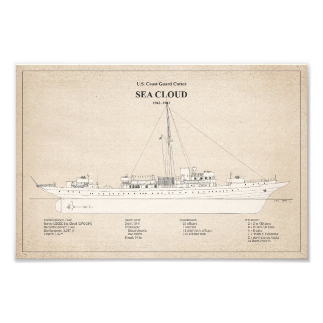 USCG Cutter Sea Cloud wpg-284 - SBD Fototryck (Framsidan)