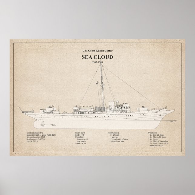 USCG Cutter Sea Cloud wpg-284 - SBD Poster (Framsidan)