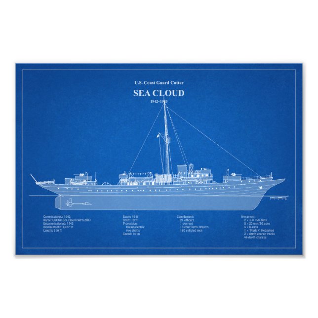 USCG Cutter Sea Cloud wpg-284 – USA Fototryck (Framsidan)